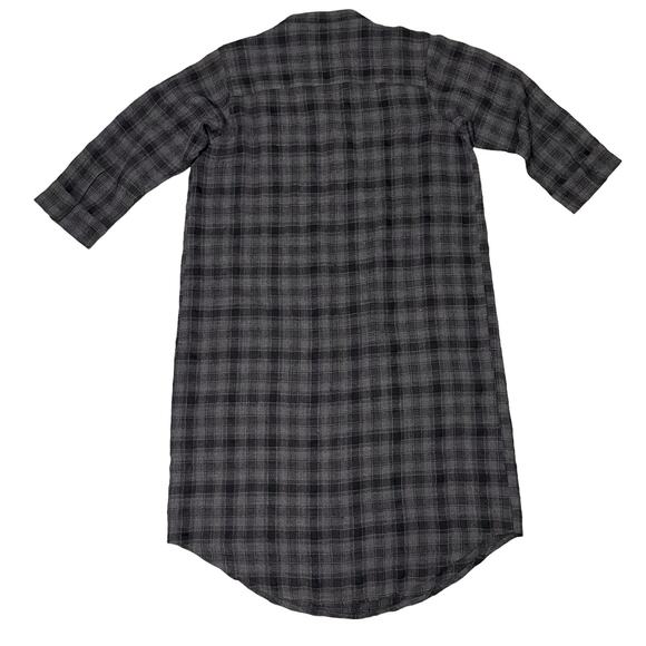 Poetry Plaid Wool Blend Shirt Dress Pleated Front Keyhole Gray Black - US Size 6 - Picture 7 of 8